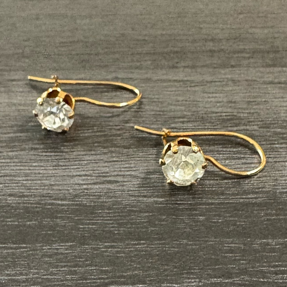 Gold Rhinestone Dangle Earrings - image 1